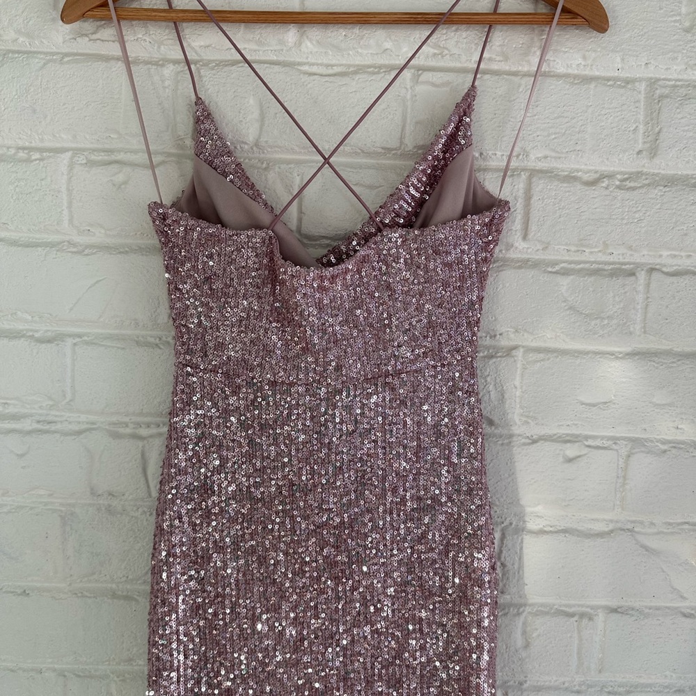 Windsor Sparkling Backless Dress in Purple Pink - Picture 5 of 6